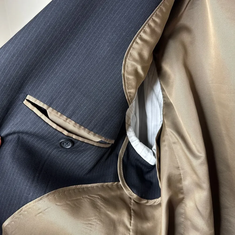 Banana Republic 42R Wool‎ Black Pinstripe Three-Button Single-Breasted Blazer